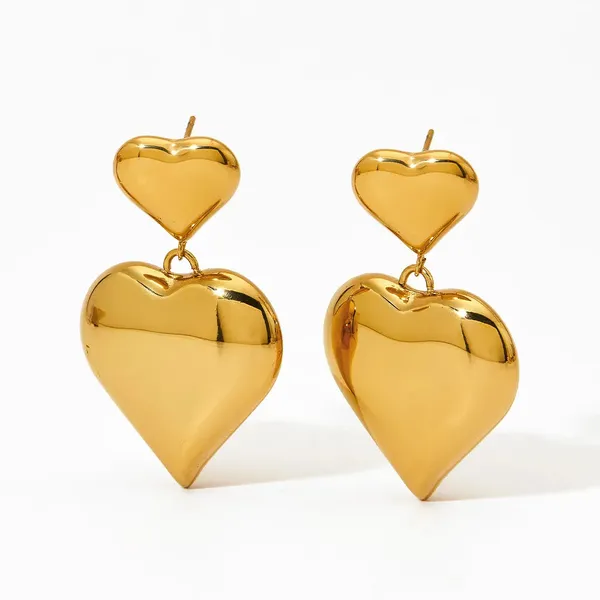Gold_Chunky_Heart_Duo_Earrings_For_Women